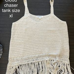 Off white fringe tank
